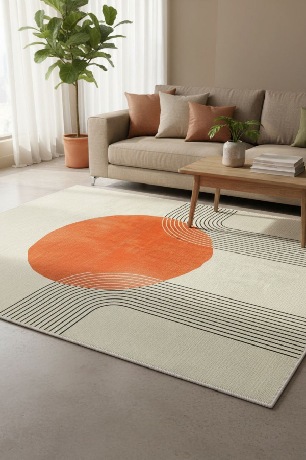 Karen  Modern Kadife Yıkanabilir Kaymaz Pamuk Tabanlı Antibakteriyel Salon Halısı