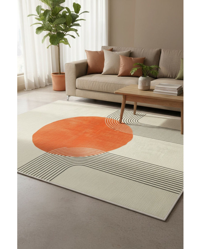 Karen  Modern Kadife Yıkanabilir Kaymaz Pamuk Tabanlı Antibakteriyel Salon Halısı