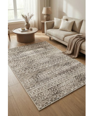 Adani Modern Kadife Desenli Pamuk Tabanlı Yıkanabilen Kaydırmaz Antibakteriyel Salon Halısı