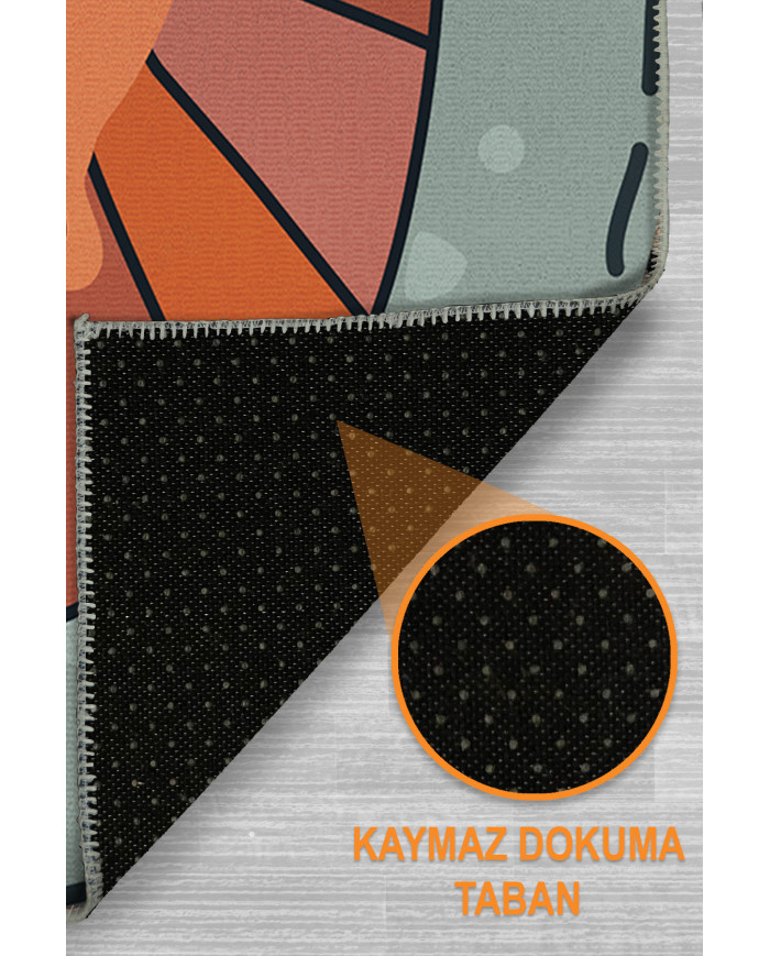 Marta Modern Şönil  Antibakteriyel Yıkanabilir Kaymaz Pamuk Tabanlı Kare Çocuk Halısı