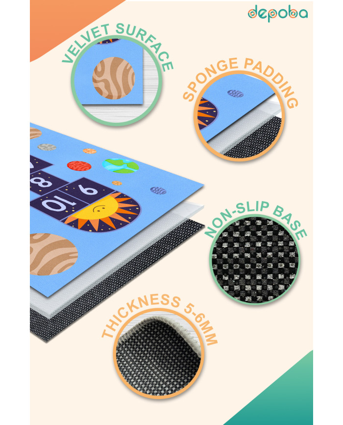 Galax Kadife Antibakteriyel Yıkanabilir Kaymaz Pamuk Tabanlı Çocuk Halısı