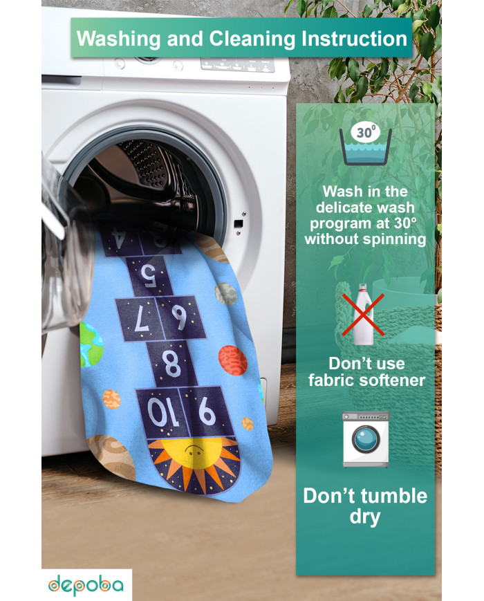 Galax Kadife Antibakteriyel Yıkanabilir Kaymaz Pamuk Tabanlı Çocuk Halısı