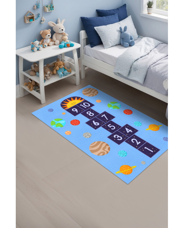 Galax Kadife Antibakteriyel Yıkanabilir Kaymaz Pamuk Tabanlı Çocuk Halısı