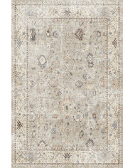 Monty Vintage Desenli Pamuk Tabanlı Yıkanabilen Kaydırmaz Antibakteriyel Şönil Salon Halısı