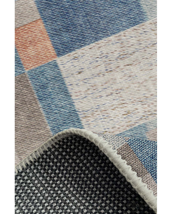 Anelia Patchwork Kadife Pamuk Tabanlı Yıkanabilen Kaymaz Antibakteriyel Salon Halısı