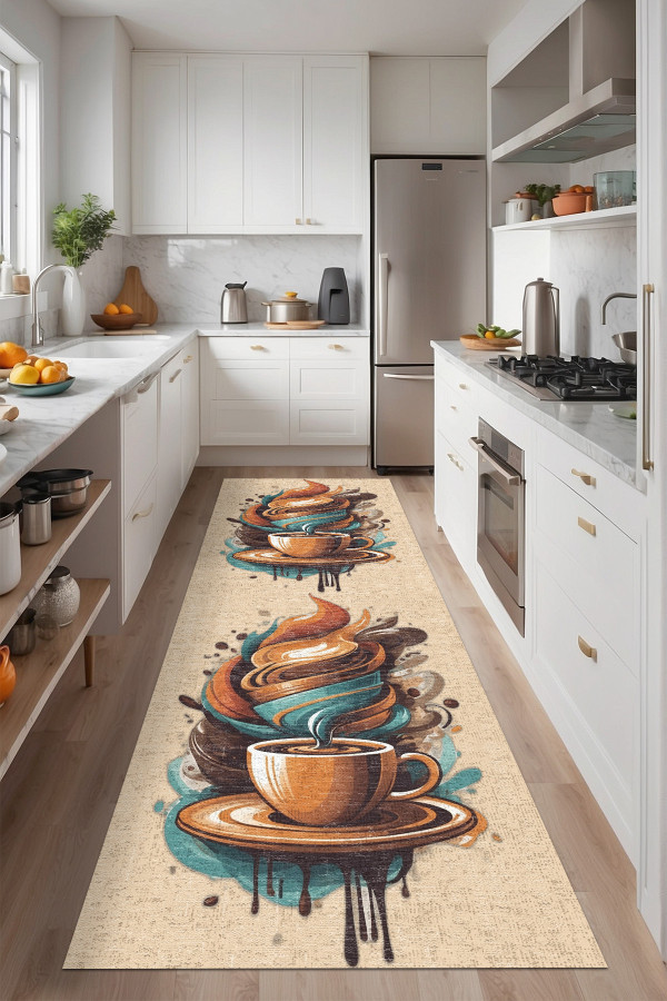 Alese Modern Kadife Yıkanabilir Kaymaz Pamuk Tabanlı Antibakteriyel Yolluk