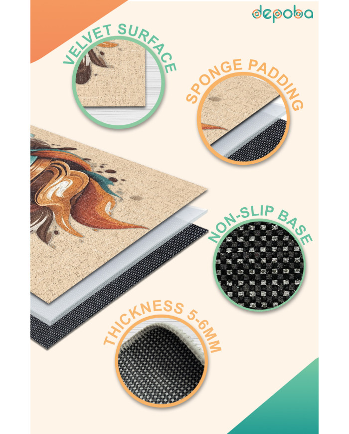 Alese Modern Kadife Yıkanabilir Kaymaz Pamuk Tabanlı Antibakteriyel Yolluk