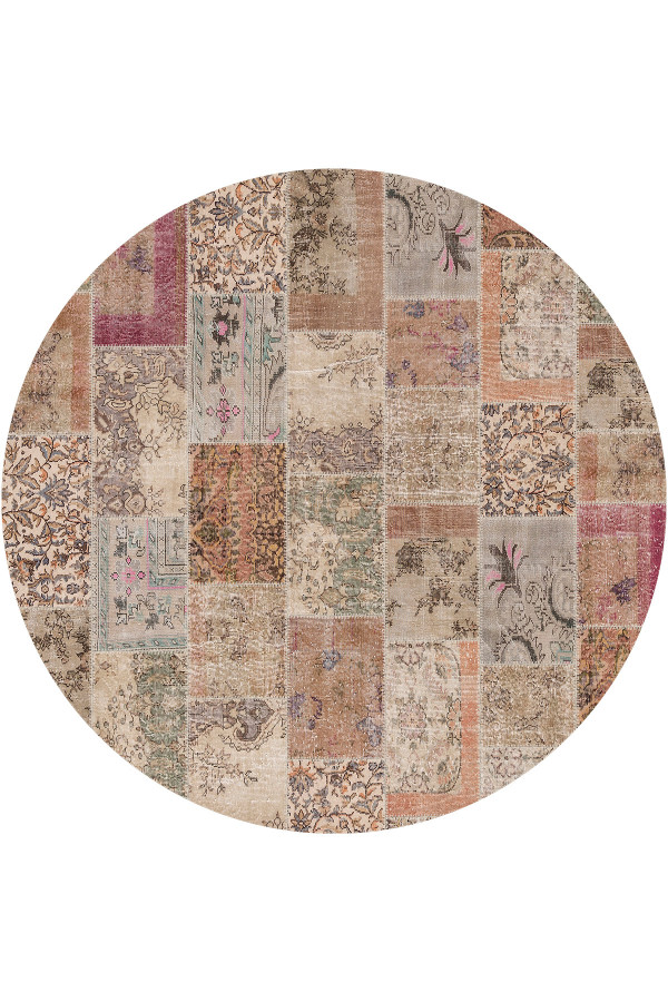 Mora Modern Kadife Desenli Pamuk Tabanlı Yıkanabilen Kaydırmaz Antibakteriyel Yuvarlak Salon Halısı