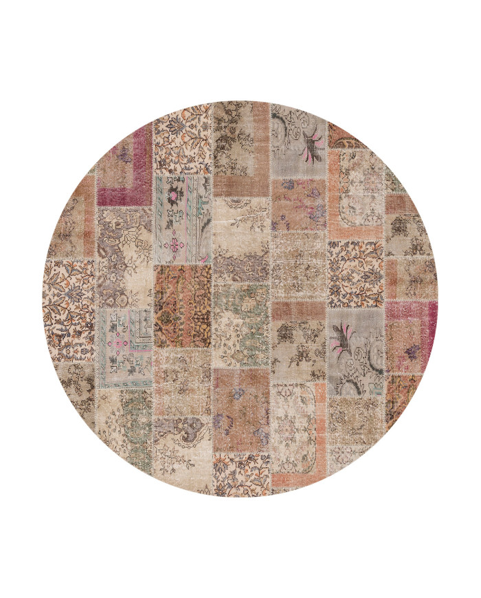 Mora Modern Kadife Desenli Pamuk Tabanlı Yıkanabilen Kaydırmaz Antibakteriyel Yuvarlak Salon Halısı