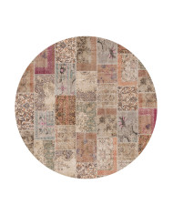 Mora Modern Kadife Desenli Pamuk Tabanlı Yıkanabilen Kaydırmaz Antibakteriyel Yuvarlak Salon Halısı