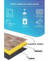 Mora Modern Kadife Desenli Pamuk Tabanlı Yıkanabilen Kaydırmaz Antibakteriyel Yuvarlak Salon Halısı