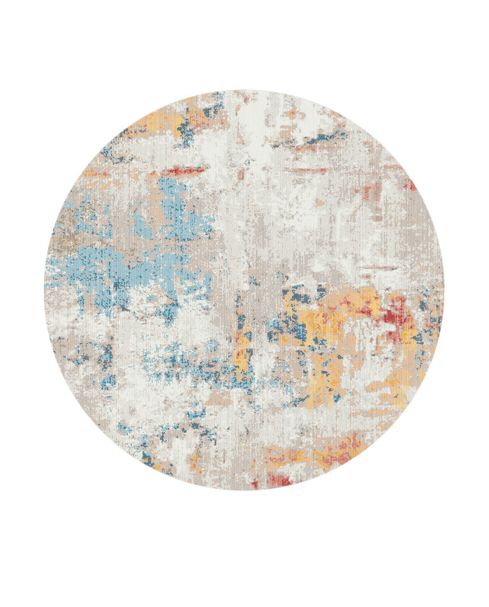 Laray Modern Kadife Desenli Pamuk Tabanlı Yıkanabilen Kaydırmaz Antibakteriyel Yuvarlak Salon Halısı