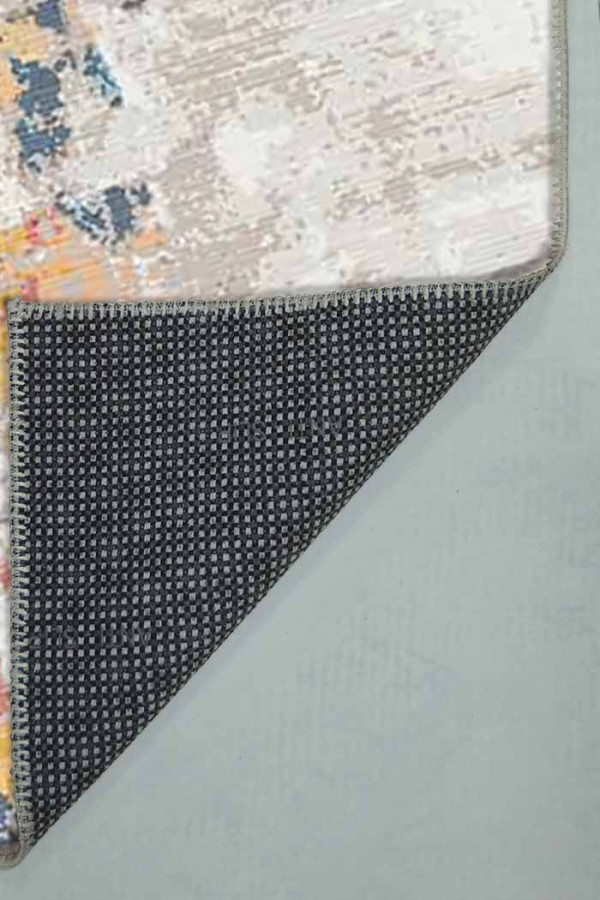 Laray Modern Kadife Desenli Pamuk Tabanlı Yıkanabilen Kaydırmaz Antibakteriyel Yuvarlak Salon Halısı