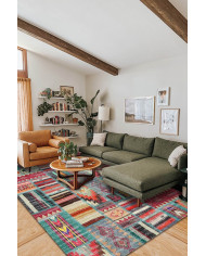 Brandi Kadife Modern Desenli Pamuk Taban Yıkanabilen Antibakteriyel Salon Halısı