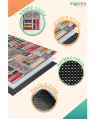 Brandi Kadife Modern Desenli Pamuk Taban Yıkanabilen Antibakteriyel Salon Halısı