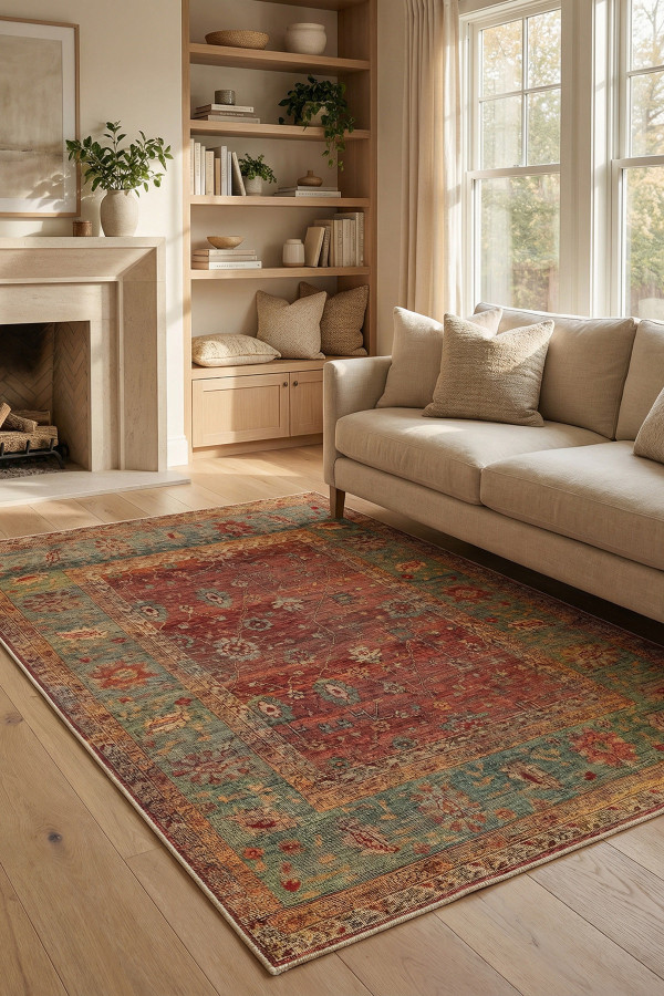 Rubby Modern Kadife Yıkanabilir Kaymaz Pamuk Tabanlı Antibakteriyel Salon Halısı