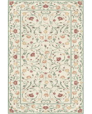 Flon Çiçek Desenli Şönil Pamuk Taban Kaymaz Yıkanabilen Antibakteriyel Salon Halısı