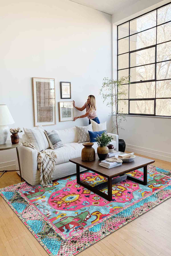 Podmir Kadife Pamuk Tabanlı Yıkanabilen Kaydırmaz Antibakteriyel Salon Halısı