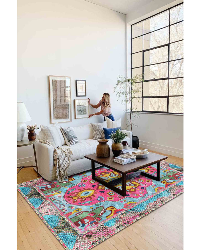 Podmir Kadife Pamuk Tabanlı Yıkanabilen Kaydırmaz Antibakteriyel Salon Halısı