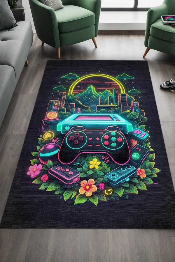 Tant Oyuncu Odası Halısı Şönil Dijital Baskılı Kaymaz Taban Yıkanabilir Salon Halısı