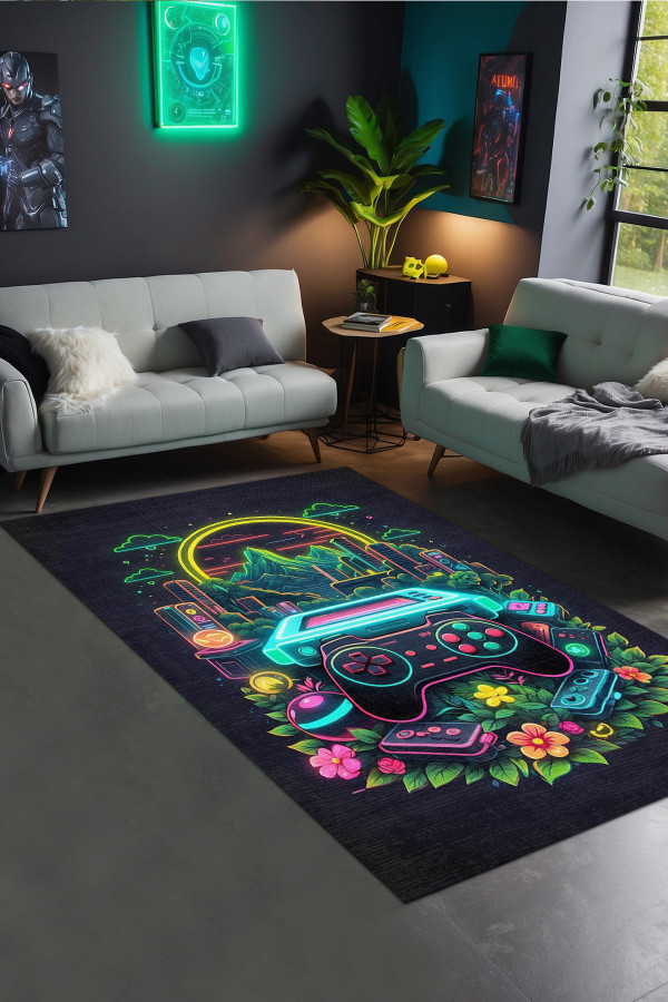 Tant Oyuncu Odası Halısı Şönil Dijital Baskılı Kaymaz Taban Yıkanabilir Salon Halısı