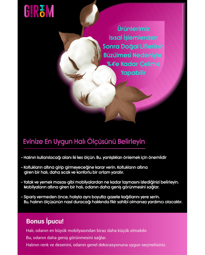 Tant Oyuncu Odası Halısı Şönil Dijital Baskılı Kaymaz Taban Yıkanabilir Salon Halısı