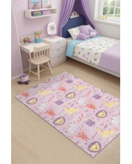 Girono Kadife Antibakteriyel Yıkanabilir Kaymaz Pamuk Tabanlı Çocuk Halısı