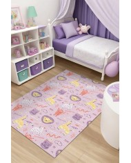 Girono Kadife Antibakteriyel Yıkanabilir Kaymaz Pamuk Tabanlı Çocuk Halısı
