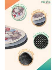 Haiko Kadife Antibakteriyel Yıkanabilir Kaymaz Pamuk Tabanlı Çocuk Halısı