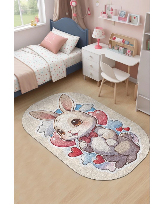 Haiko Kadife Antibakteriyel Yıkanabilir Kaymaz Pamuk Tabanlı Çocuk Halısı