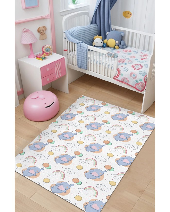Leana Kadife Antibakteriyel Yıkanabilir Kaymaz Pamuk Tabanlı Çocuk Halısı