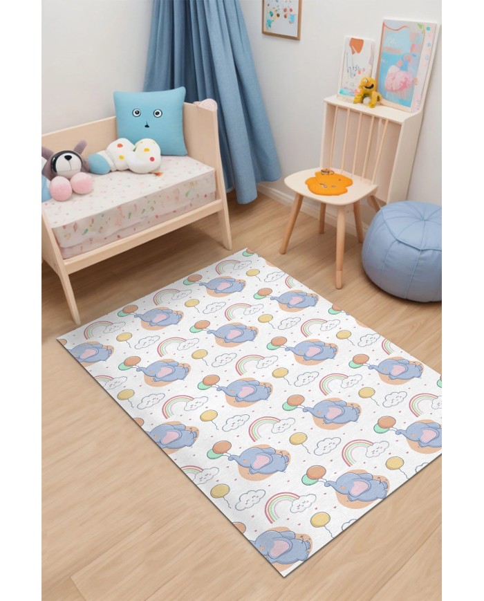 Leana Kadife Antibakteriyel Yıkanabilir Kaymaz Pamuk Tabanlı Çocuk Halısı