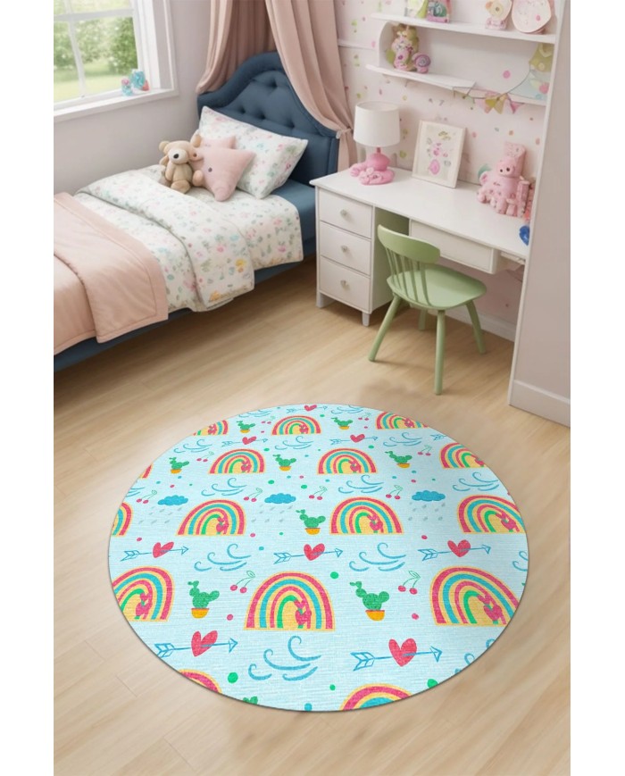 Leshan Kadife Antibakteriyel Yıkanabilir Kaymaz Pamuk Tabanlı Çocuk Halısı