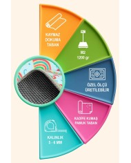 Leshan Kadife Antibakteriyel Yıkanabilir Kaymaz Pamuk Tabanlı Çocuk Halısı