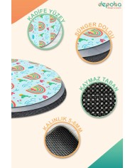 Leshan Kadife Antibakteriyel Yıkanabilir Kaymaz Pamuk Tabanlı Çocuk Halısı