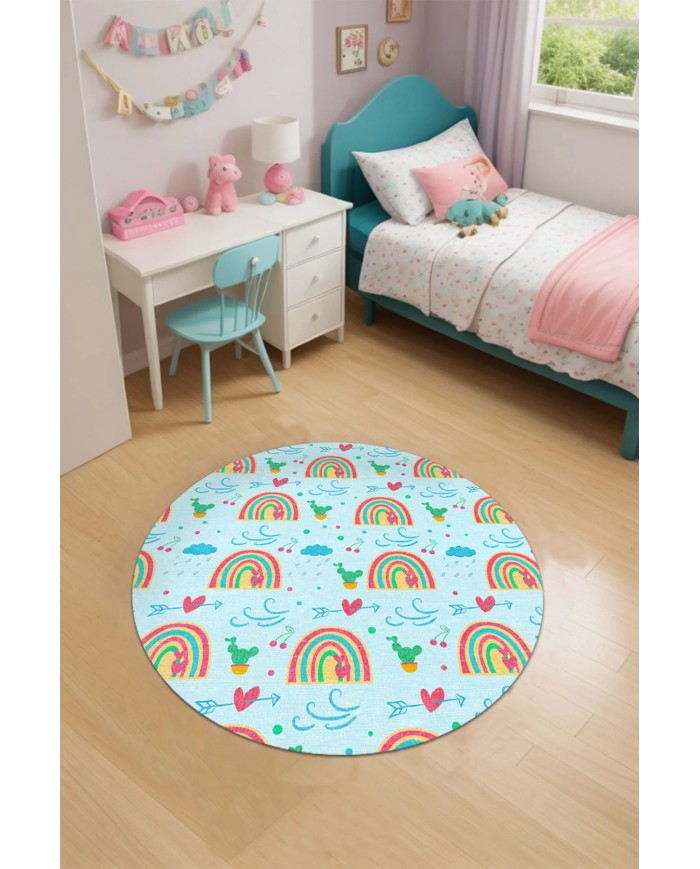 Leshan Kadife Antibakteriyel Yıkanabilir Kaymaz Pamuk Tabanlı Çocuk Halısı