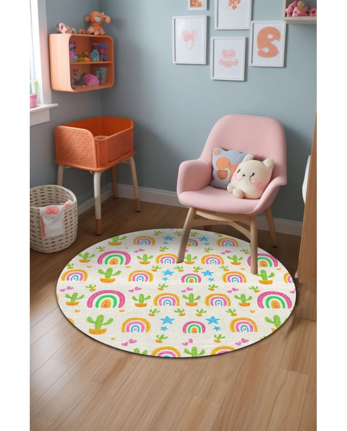 Lucela Kadife Antibakteriyel Yıkanabilir Kaymaz Pamuk Tabanlı Çocuk Halısı