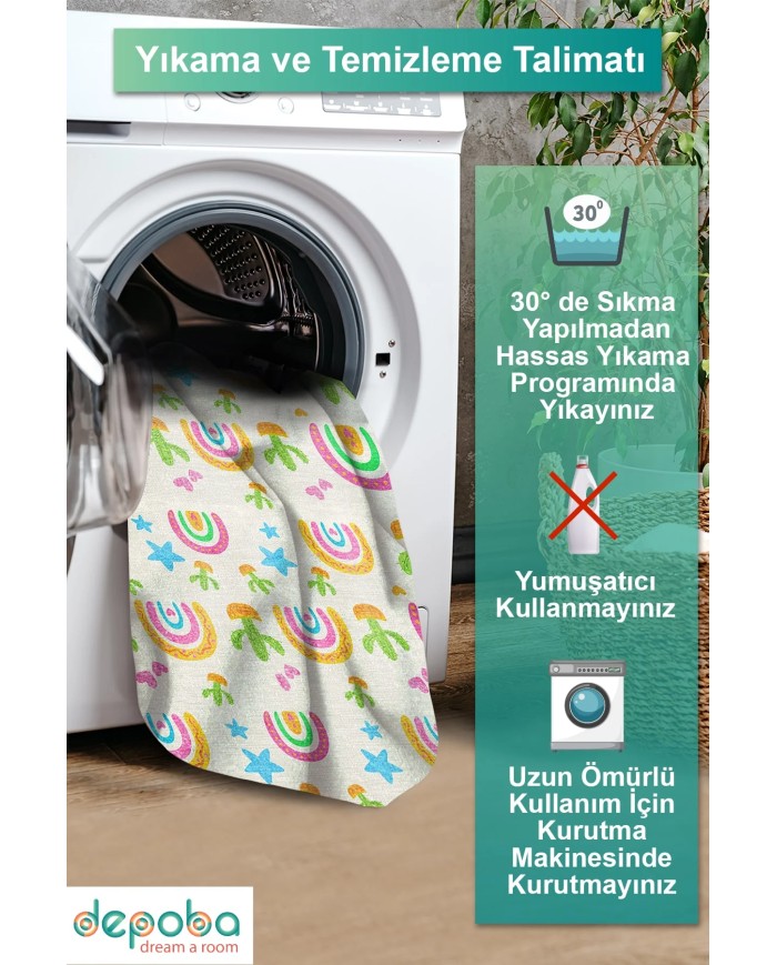 Lucela Kadife Antibakteriyel Yıkanabilir Kaymaz Pamuk Tabanlı Çocuk Halısı