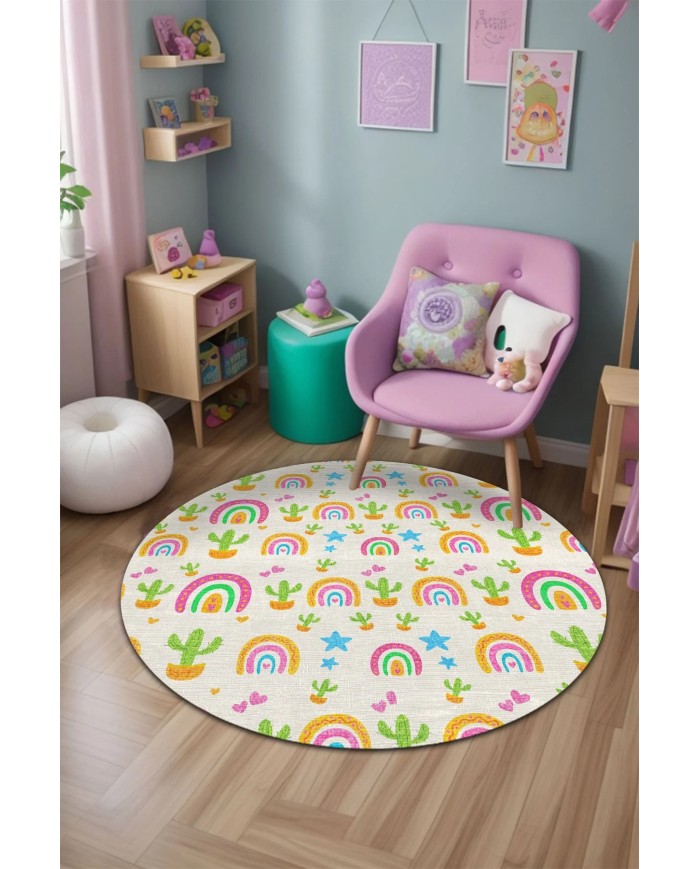 Lucela Kadife Antibakteriyel Yıkanabilir Kaymaz Pamuk Tabanlı Çocuk Halısı