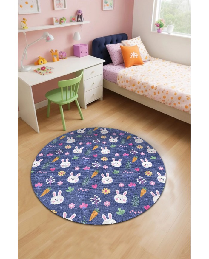 Madrid Kadife Antibakteriyel Yıkanabilir Kaymaz Pamuk Tabanlı Çocuk Halısı