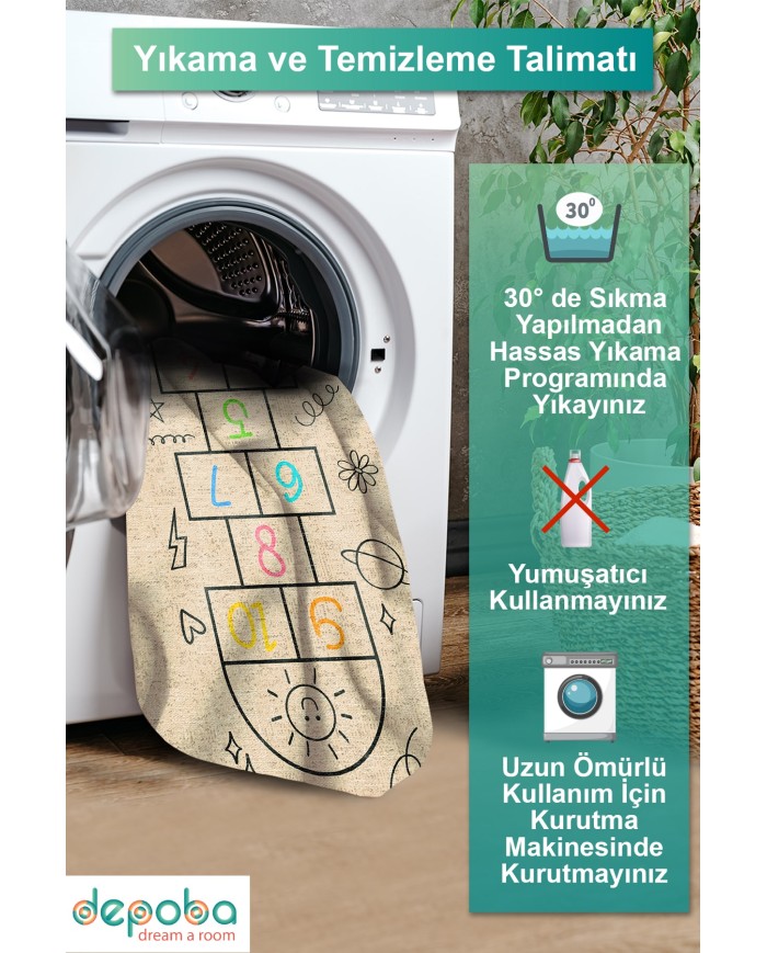 Selan Kadife Antibakteriyel Yıkanabilir Kaymaz Pamuk Tabanlı Çocuk Halısı