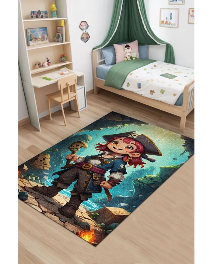 Zona Kadife Antibakteriyel Yıkanabilir Kaymaz Pamuk Tabanlı Çocuk Halısı