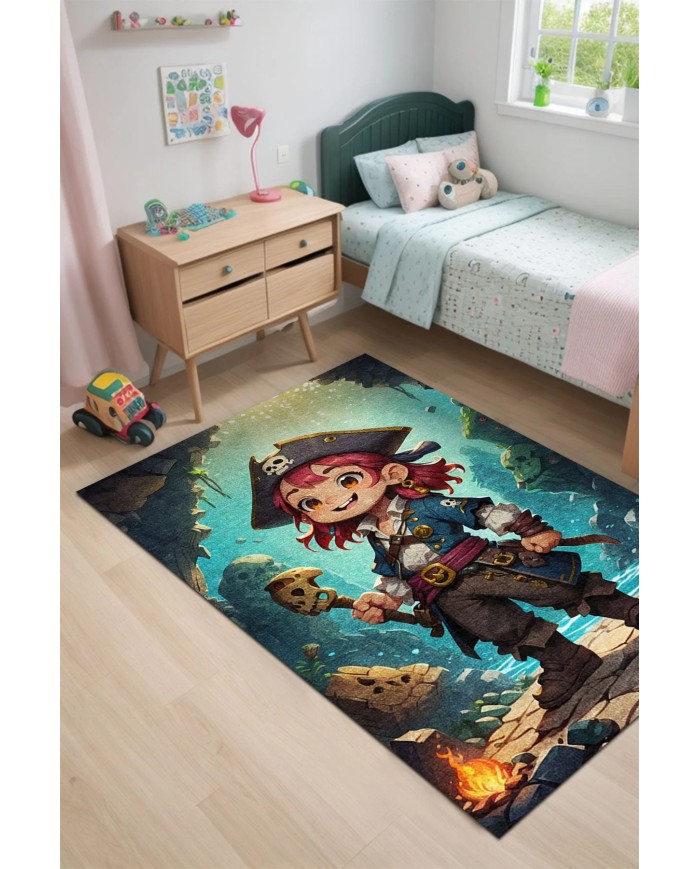 Zona Kadife Antibakteriyel Yıkanabilir Kaymaz Pamuk Tabanlı Çocuk Halısı