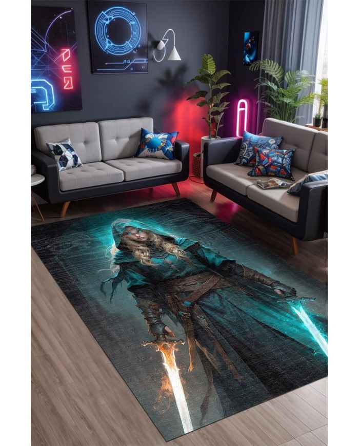 Astic Oyuncu Odası Halısı Kadife Kaymaz Pamuk Tabanlı Yıkanabilir Antibakteriyel Gamer