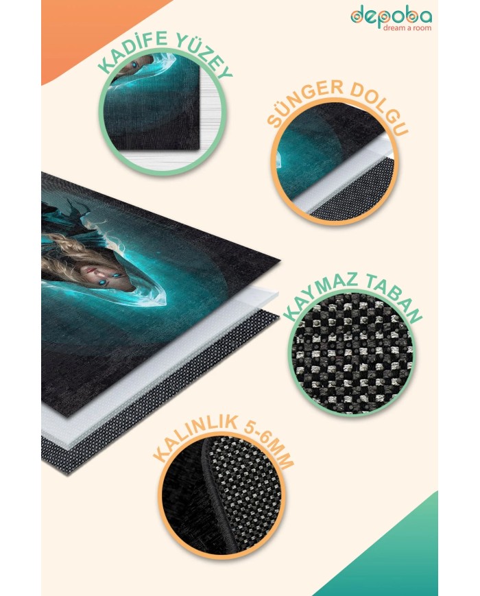 Astic Oyuncu Odası Halısı Kadife Kaymaz Pamuk Tabanlı Yıkanabilir Antibakteriyel Gamer