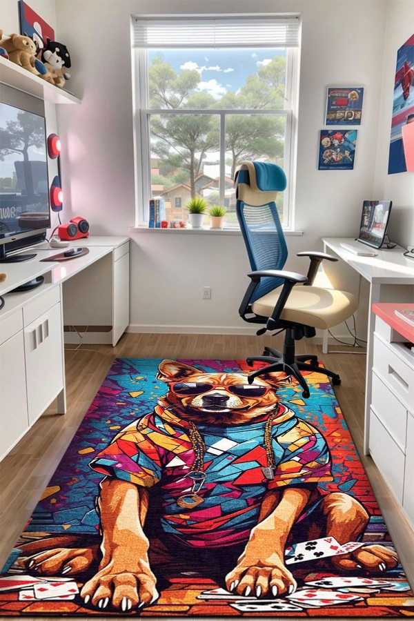 Bron Oyuncu Odası Halısı Kadife Kaymaz Pamuk Tabanlı Yıkanabilir Antibakteriyel Gamer