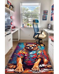 Bron Oyuncu Odası Halısı Kadife Kaymaz Pamuk Tabanlı Yıkanabilir Antibakteriyel Gamer