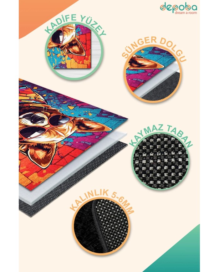 Bron Oyuncu Odası Halısı Kadife Kaymaz Pamuk Tabanlı Yıkanabilir Antibakteriyel Gamer