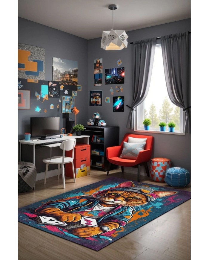 Cador Oyuncu Odası Halısı Kadife Kaymaz Pamuk Tabanlı Yıkanabilir Antibakteriyel Gamer