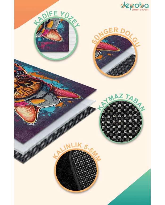 Cador Oyuncu Odası Halısı Kadife Kaymaz Pamuk Tabanlı Yıkanabilir Antibakteriyel Gamer